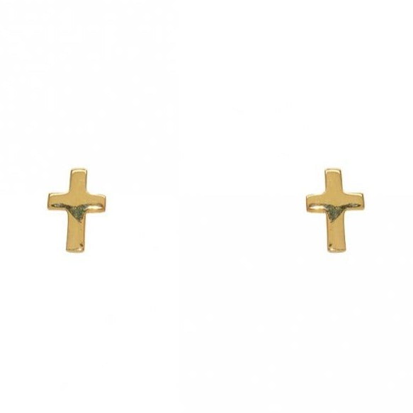 Mini Gold Plated Cross Post Earrings