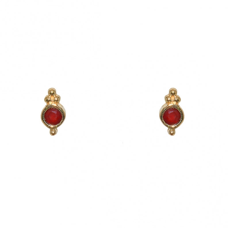 Red Onyx Gold Plated Post Earrings