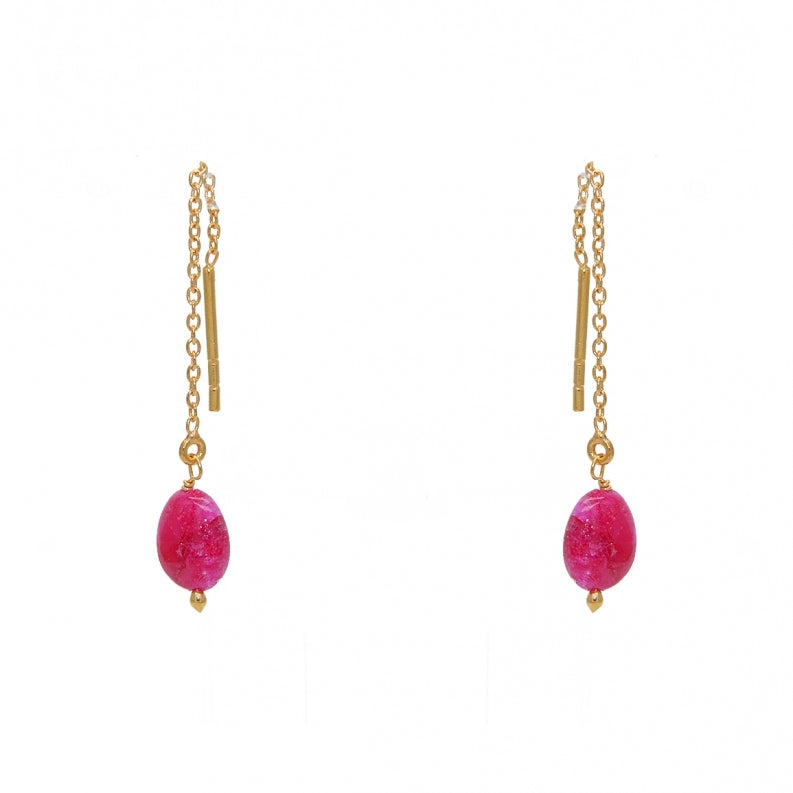 Drop Ruby Threader Earrings