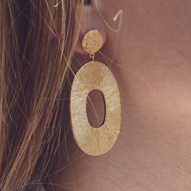 Textured Gold Ring Statement Earrings