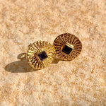 Hammered Iolite Gold Plated Post Earrings