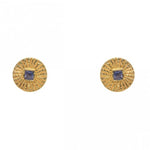 Hammered Iolite Gold Plated Post Earrings