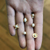 Pearl and Zirconia Gold Plated Post Earrings