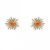 Gold Sunburst Red Onyx Post Earrings