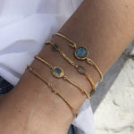Hammered Labradorite Gold Link Bracelet