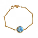 Hammered Gold Link Labradorite Pendant Bracelet