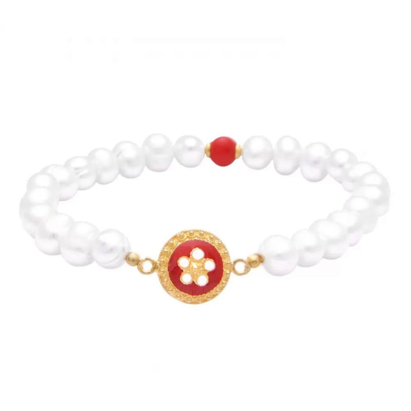 Caramujo Pearl Bracelet - Red