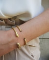 Gold Plated Silver Snake Open Bangle + Emerald - By Ana Moura