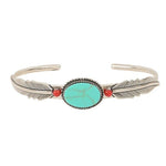 Turquoise and Feather Cuff by Satellite Paris