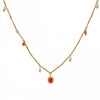 Red Onyx and Cultured Pearl Gold Plated Cord Necklace