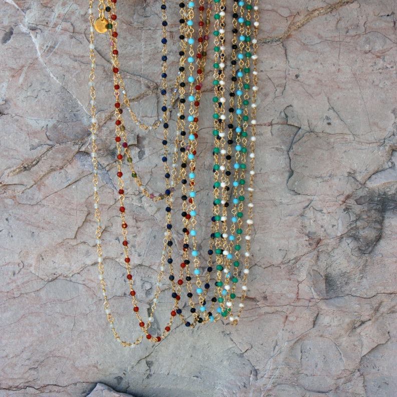 Faceted Cultured Pearl Bead Single Strand Necklace - 15.75" Long