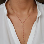 Rubies and Cross Drop Necklace