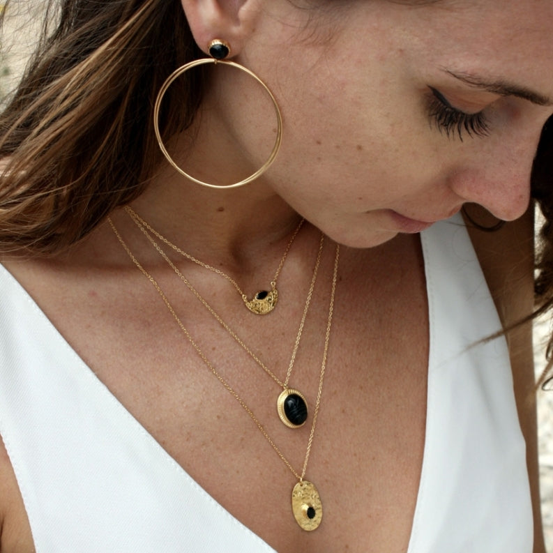 Delicate Black Onyx Pendant Necklace