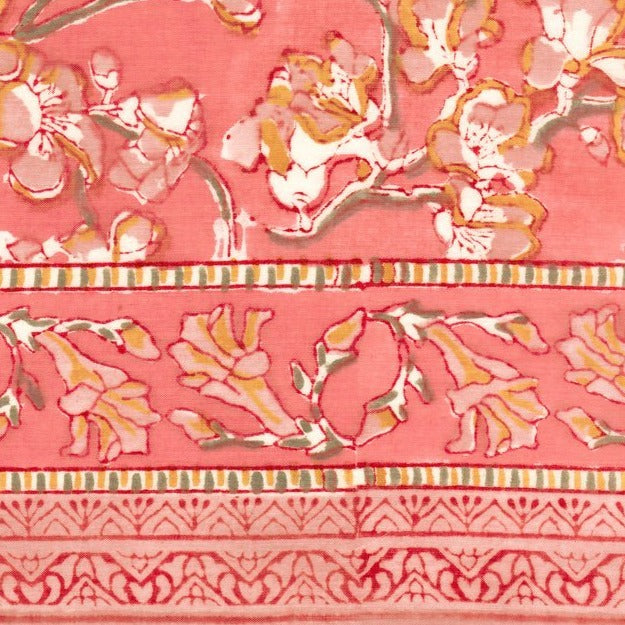 Hand Block Printed Scarf - Coral Blossom