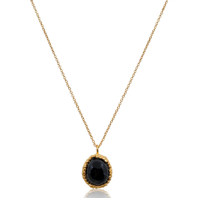 Delicate Deep Onyx Pendant Necklace