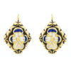 Blue Baroque Gold Plated Enamel Earrings from Portugal