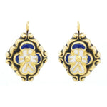 Blue Baroque Gold Plated Enamel Earrings from Portugal