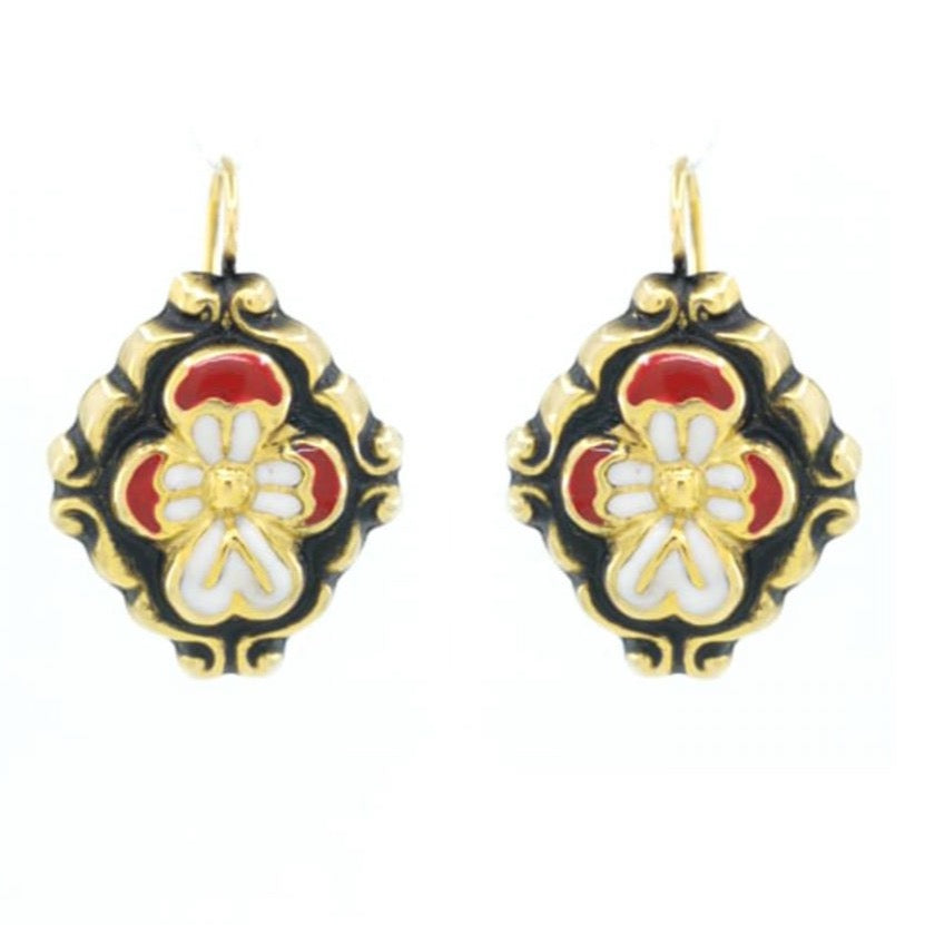 Baroque Gold Plated Enamel Earrings