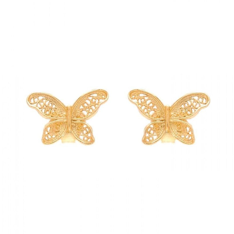 Butterfly Filigree Gold Plated Sterling Silver Post Earrings