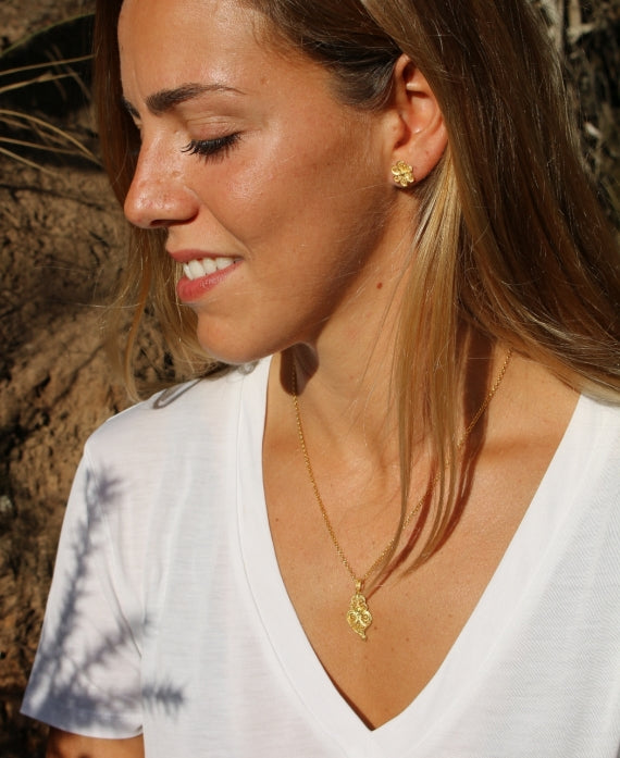 Flower Filigree Gold Plated Sterling Silver Post Earrings