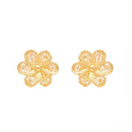 Flower Filigree Gold Plated Sterling Silver Post Earrings
