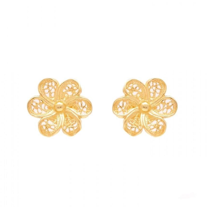 Flower Filigree Gold Plated Sterling Silver Post Earrings