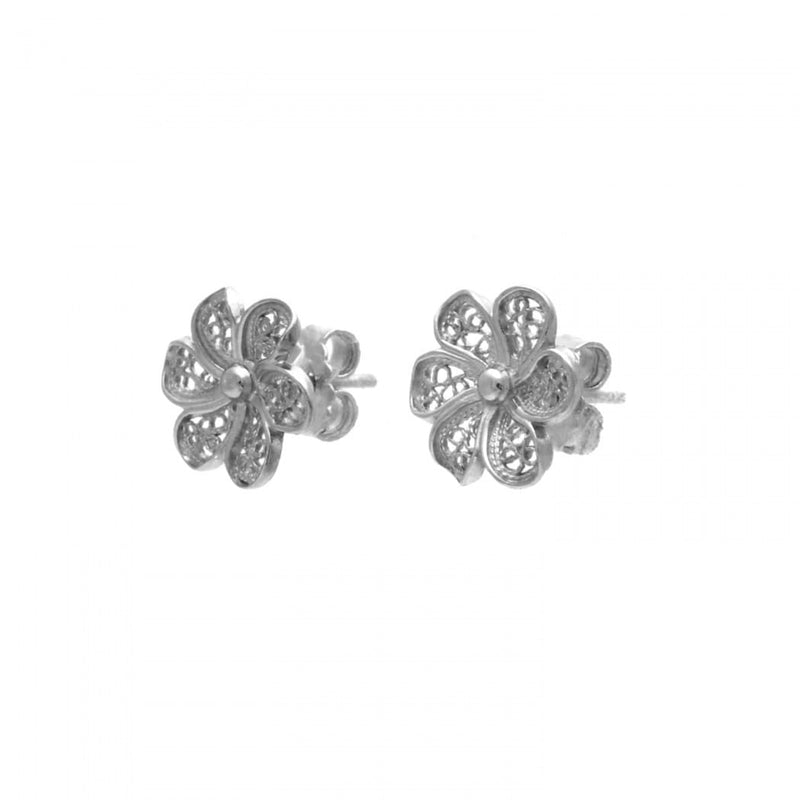 Flower Filigree Sterling Silver Post Earrings