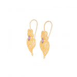 Gold Plated "Heart of Viana" Purple Zirconia Filigree Earrings