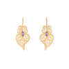 Gold Plated "Heart of Viana" Purple Zirconia Filigree Earrings