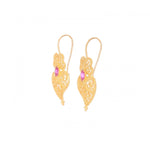 Gold Plated "Heart of Viana" Ruby Filigree Earrings