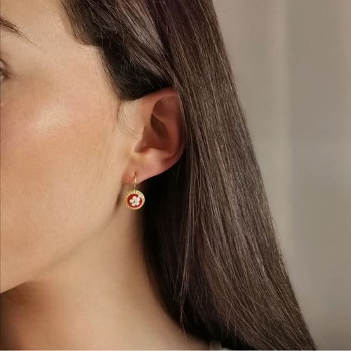Red Caramujo Earrings - Gold
