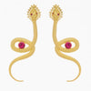 Snake Earrings in Gold Plated .925 Silver + Ruby Crystal - By Ana Moura