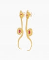 Snake Earrings in Gold Plated .925 Silver + Ruby Crystal - By Ana Moura