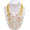 Hand Beaded Necklace - Shimmering Gold and Crystal