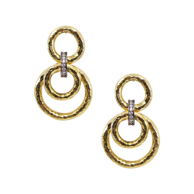 Gold Plated Brass Turkish Earrings - Silver Gems