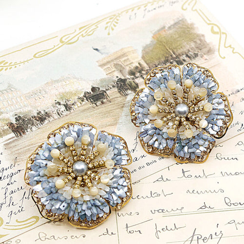 Mother of Pearl Flower Earrings by DUBLOS