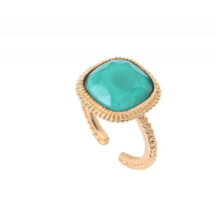 Crystal Turquoise Gold Plated Ring by Satellite Paris