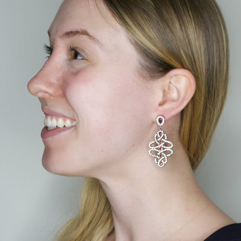 Vintage Inspired Ruby Ottoman Turkish Earrings