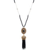 Long Vintage-Inspired Ottoman Turkish Black Jade and Crystal Tassel Necklace