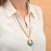 Chic Gold Turquoise Drop Pendant Necklace by Satellite Paris