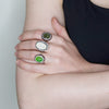 Semi-Precious Green Jade Cubic Zirconia Adjustable Ring
