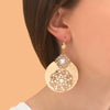 Elegant Golden Mother of Pearl Filigree Earrings by Satellite Paris