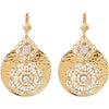 Elegant Golden Mother of Pearl Filigree Earrings by Satellite Paris