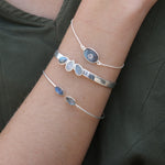 Labradorite and Moonstone Silver Cuff Bracelet
