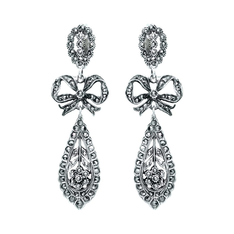 King of Marcasite Sterling Silver Statement Earrings from Portugal