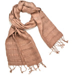 Cambodian Handwoven Raw Silk Scarf -  Mauve