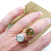 Gold Plated Adjustable Pearl Statement Ring from Turkey - Moss Green