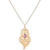 Gold Plated "Heart of Viana" Purple Zirconia Filigree Necklace