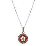 Red Caramujo Pendant Necklace in Silver