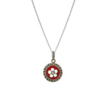 Red Caramujo Pendant Necklace in Silver